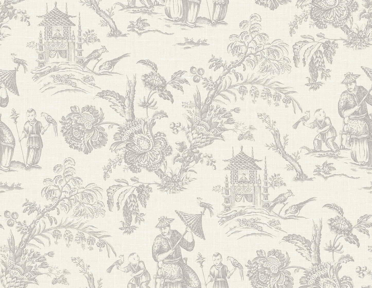 Seabrook French Country Colette Chinoiserie Wallpaper - French Grey