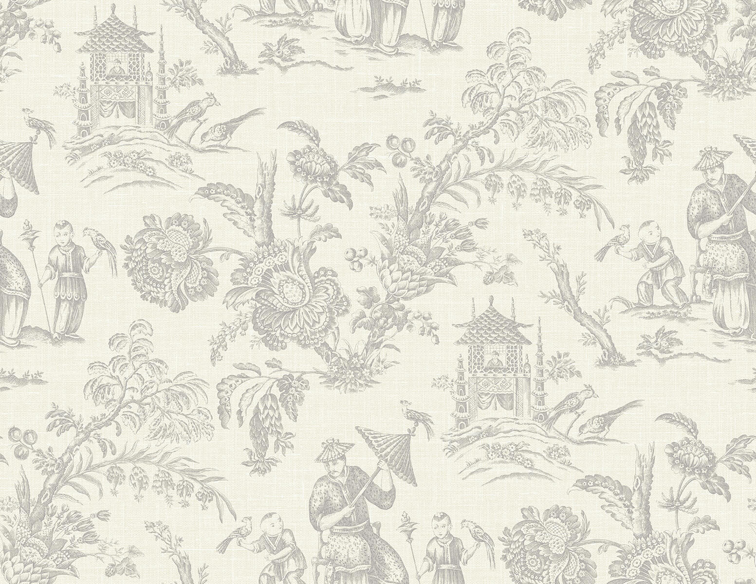 Seabrook French Country Colette Chinoiserie Wallpaper - French Grey