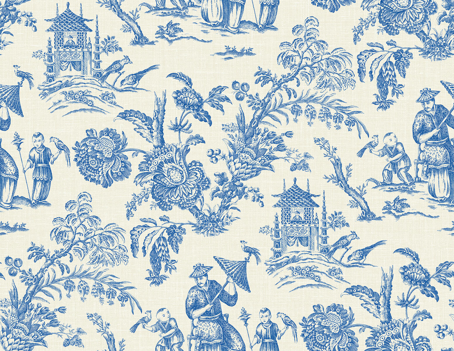 Seabrook French Country Colette Chinoiserie Wallpaper - Denim Wash