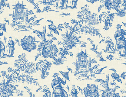 Seabrook French Country Colette Chinoiserie Wallpaper - Denim Wash