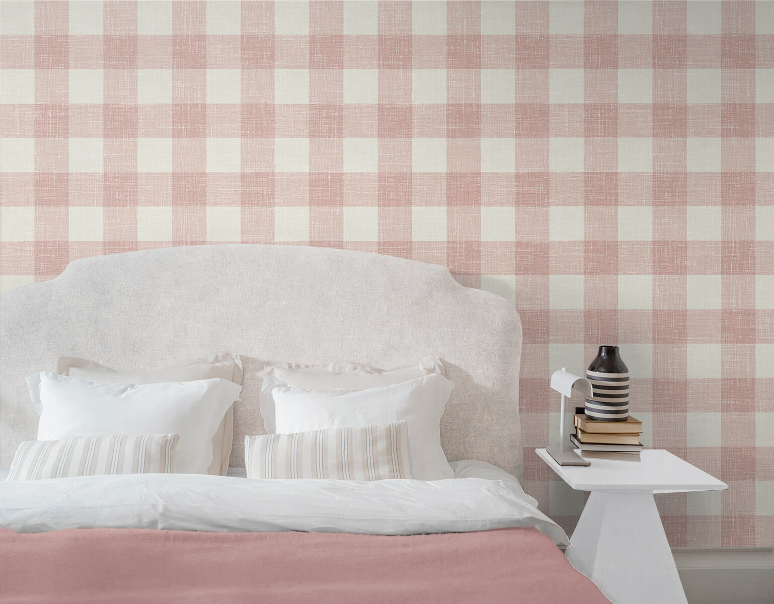 Seabrook French Country Bebe Gingham Wallpaper - Rustic Rouge