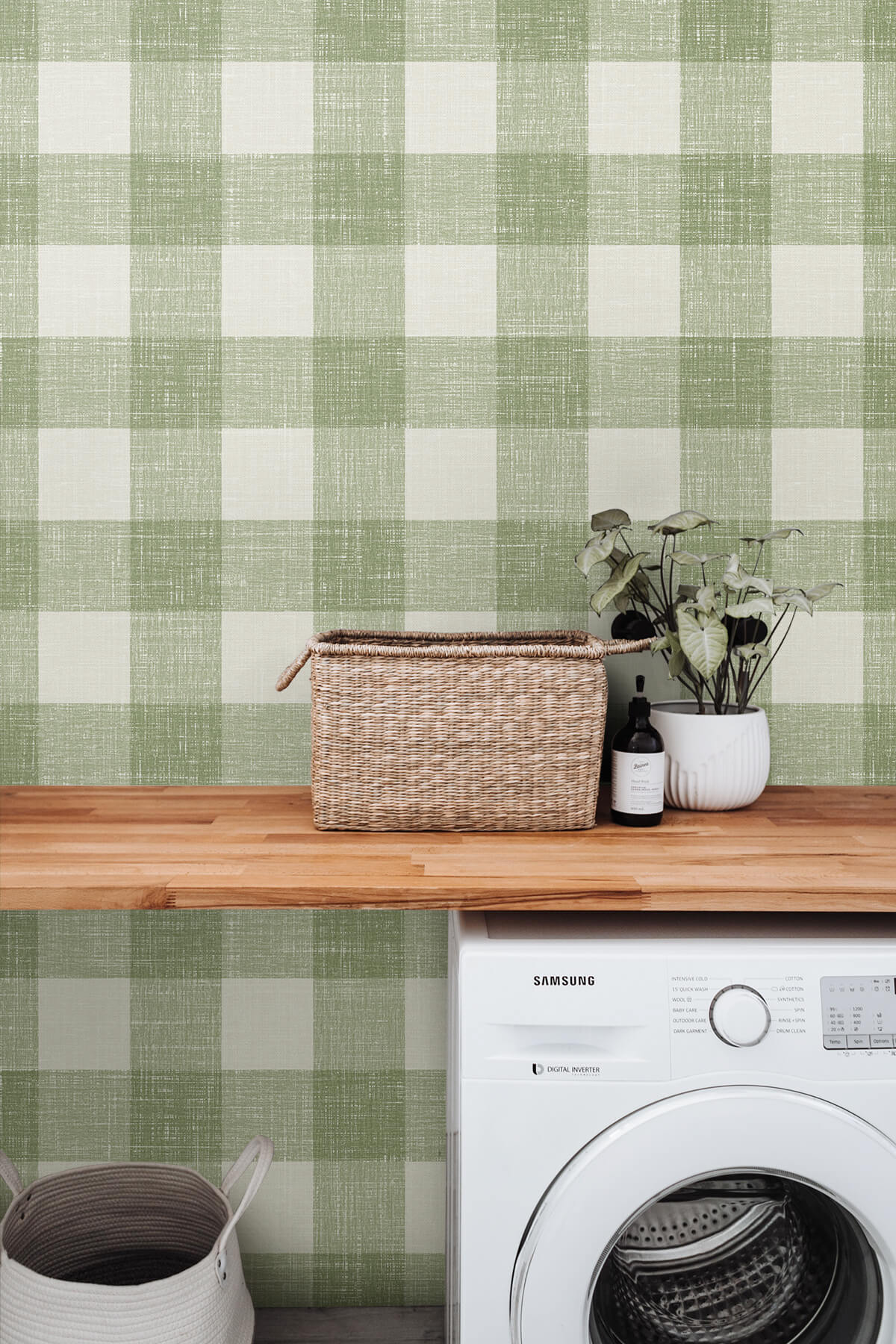 Seabrook French Country Bebe Gingham Wallpaper - Herb