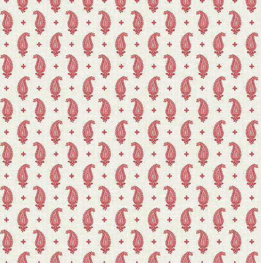 Seabrook French Country Maia Paisley Wallpaper - Antique Ruby