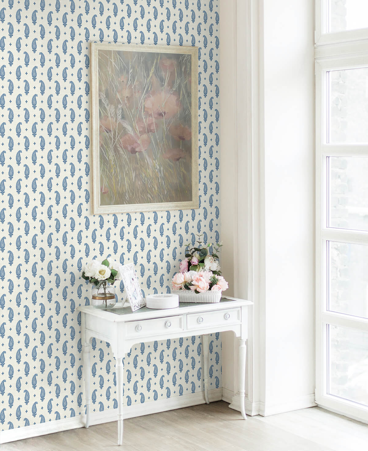 Seabrook French Country Maia Paisley Wallpaper - French Blue
