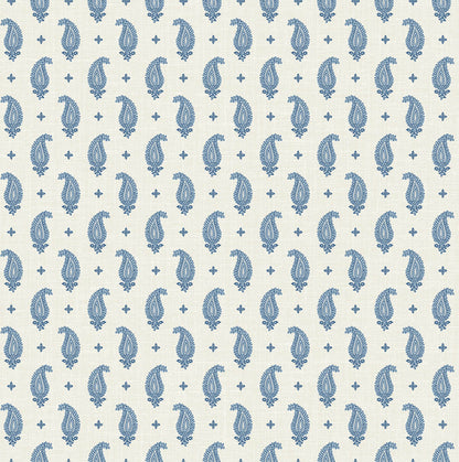 Seabrook French Country Maia Paisley Wallpaper - French Blue