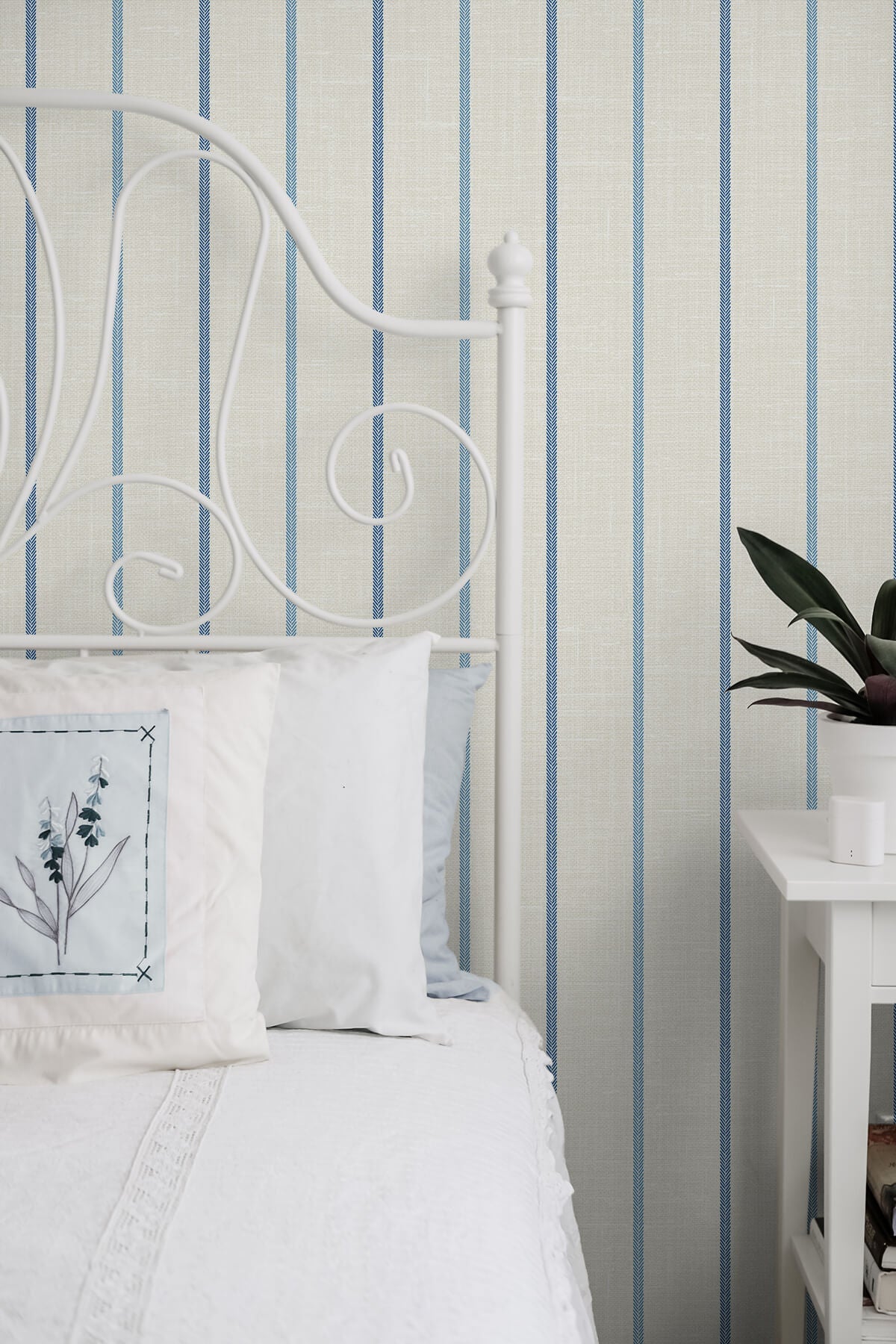 Seabrook French Country Andree Stripe Wallpaper - French Blue & Denim Wash