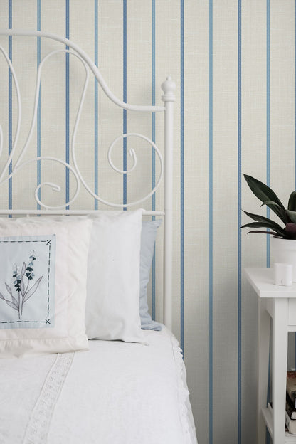 Seabrook French Country Andree Stripe Wallpaper - French Blue & Denim Wash