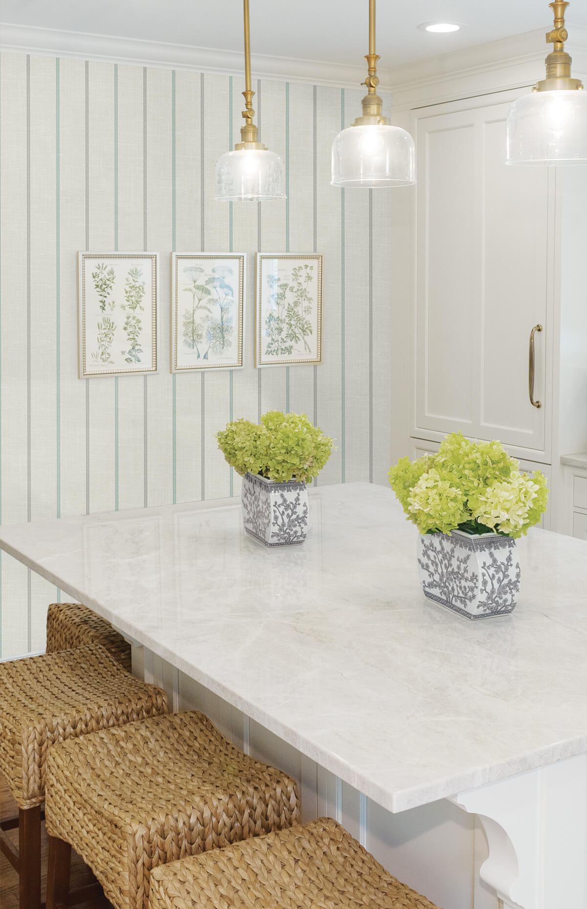 Seabrook French Country Andree Stripe Wallpaper - Summer Sky & French Blue