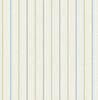 Seabrook French Country Andree Stripe Wallpaper - French Blue & Pomme