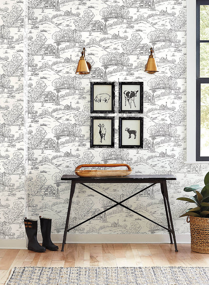 Pasture Toile Wallpaper