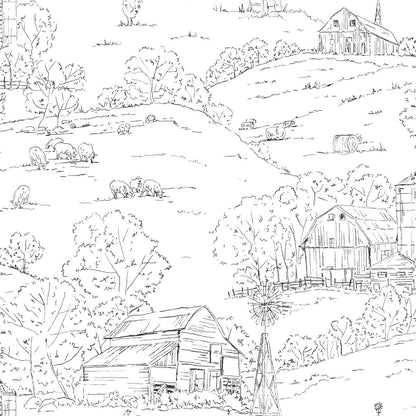 Pasture Toile Wallpaper