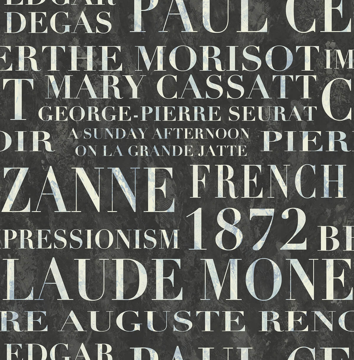 Seabrook French Impressionist Script Wallpaper - Black