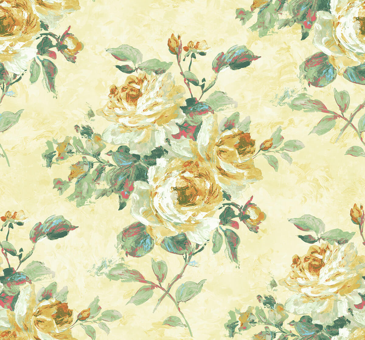 Seabrook French Impressionist Rose Bouquet Wallpaper - Gold