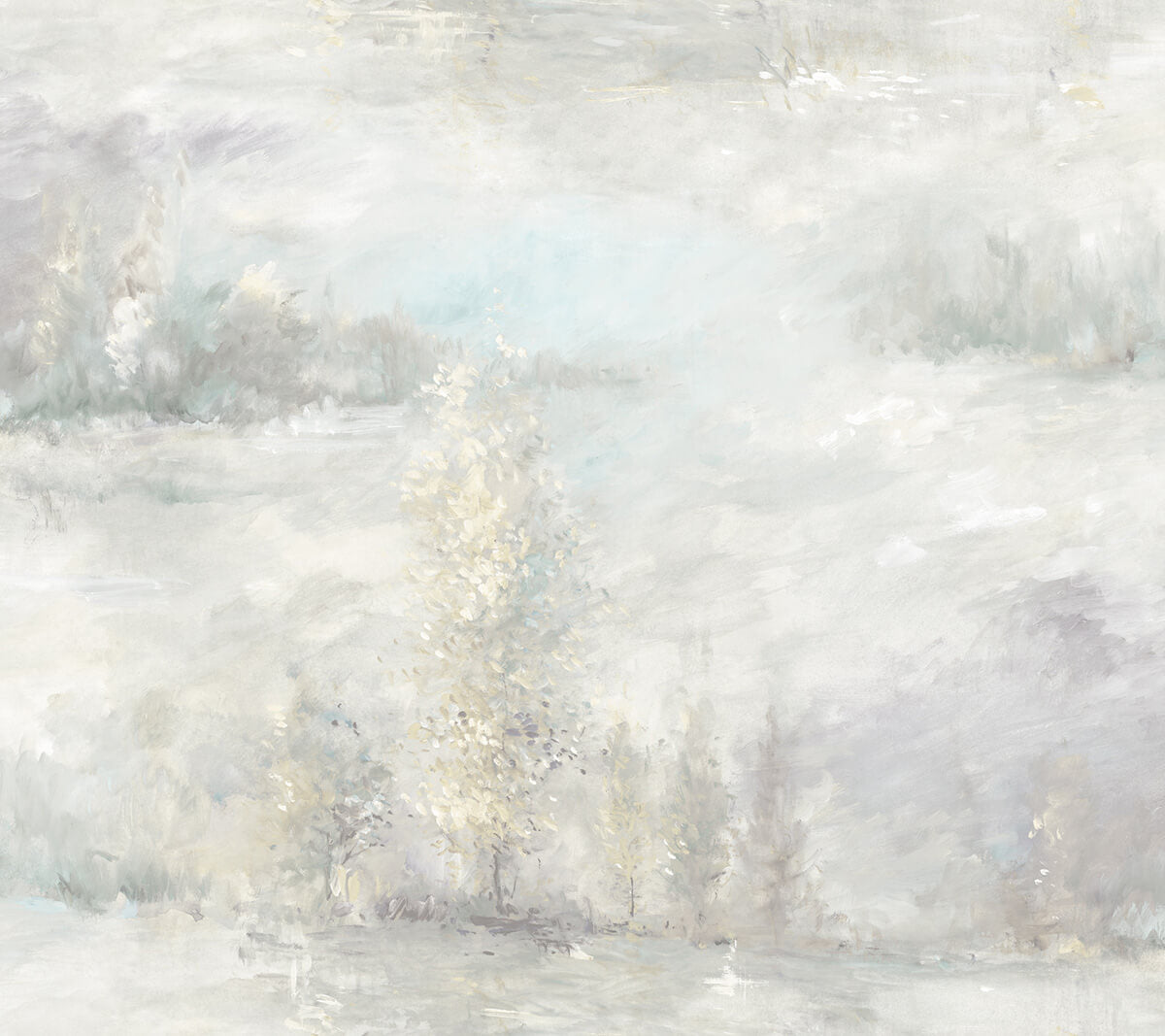 Seabrook French Impressionist Tree Line Wallpaper - Grey