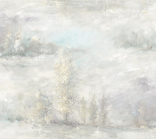 Seabrook French Impressionist Tree Line Wallpaper - Grey