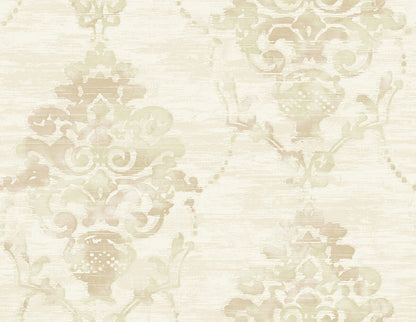 Seabrook French Impressionist Damask Wallpaper - Beige