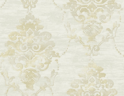 Seabrook French Impressionist Damask Wallpaper - Beige