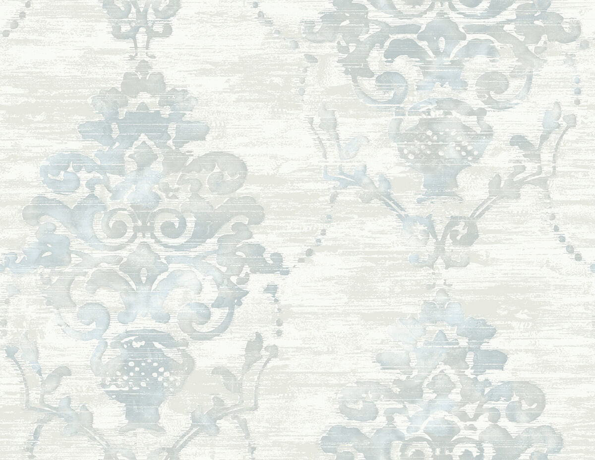 Seabrook French Impressionist Damask Wallpaper - Blue