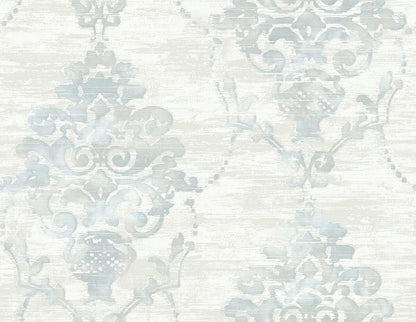 Seabrook French Impressionist Damask Wallpaper - Blue