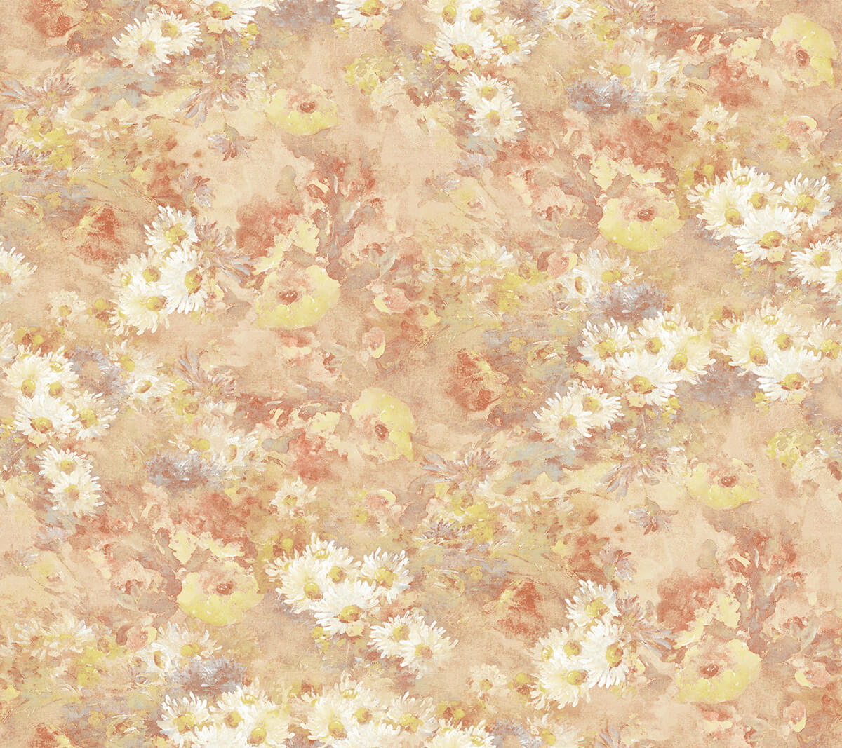 Seabrook French Impressionist Daisy Wallpaper - Orange