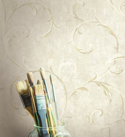 Seabrook French Impressionist Scroll Wallpaper - White