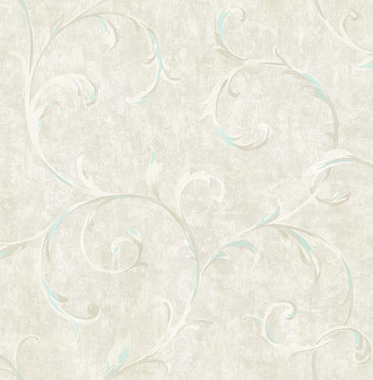 Seabrook French Impressionist Scroll Wallpaper - Grey