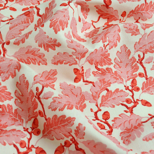 Mill Oak Fabric by Fanny Shorter in Rhubarb