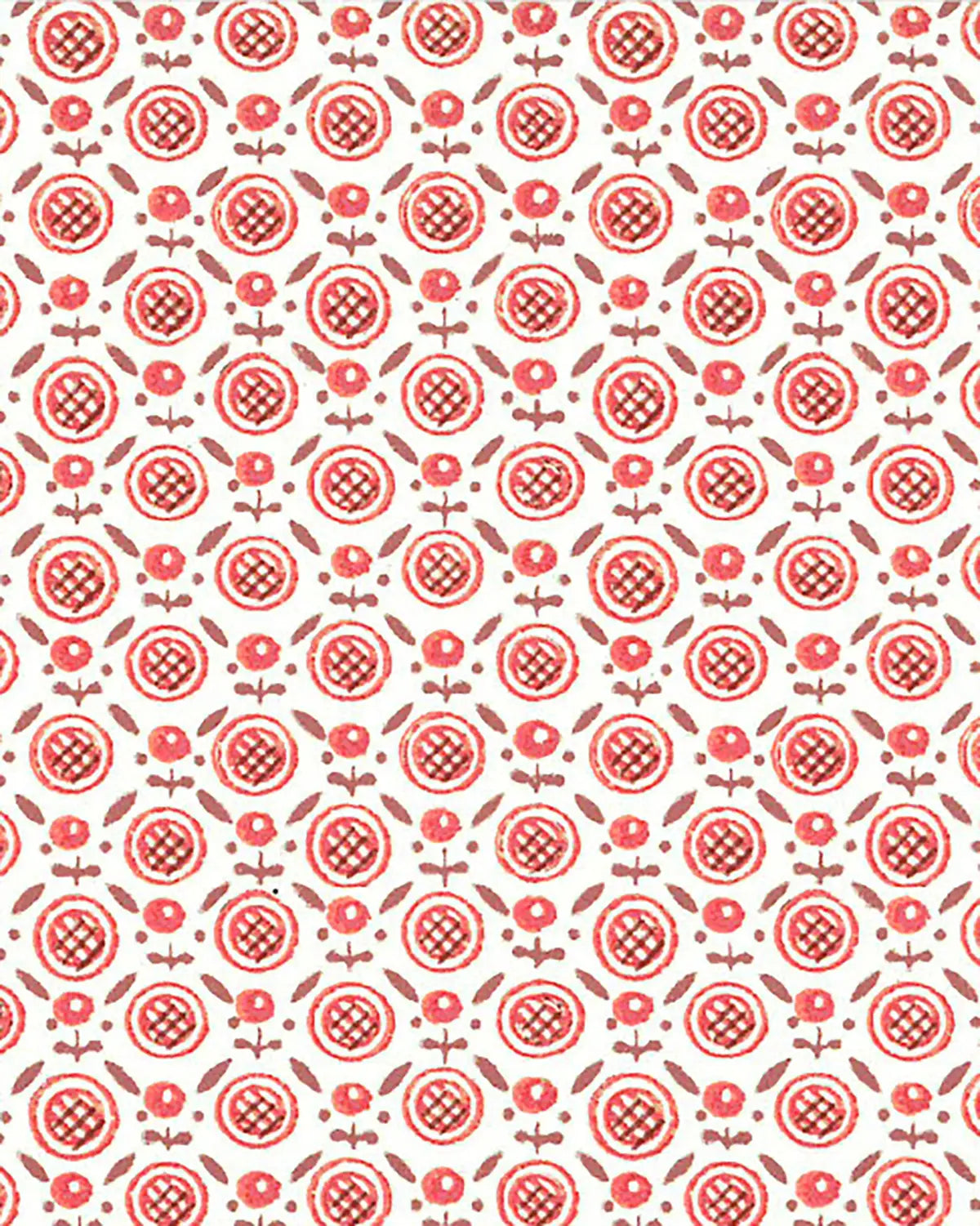 Barton Wallpaper by Fleurons d'Hélène in Poppy
