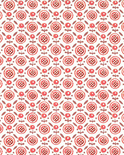 Barton Wallpaper by Fleurons d'Hélène in Poppy