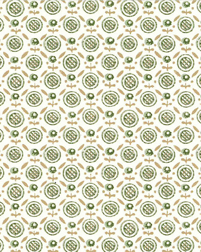 Barton Wallpaper by Fleurons d'Hélène in Sage