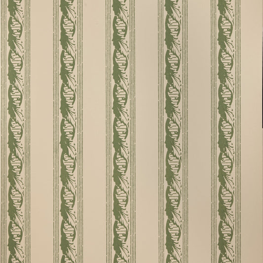 Palantine Stripe Piccola Wallpaper by Flora Soames in Carciofo On Crema