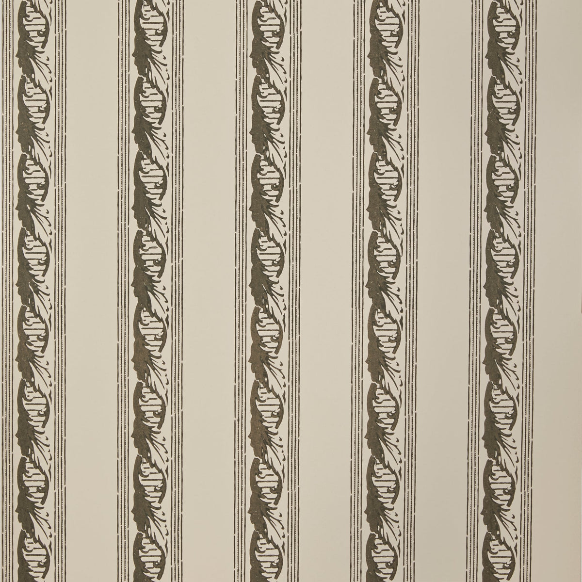 Palantine Stripe Piccola Wallpaper by Flora Soames in Smoke On Crema