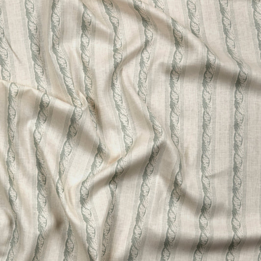 Palantine Stripe Piccola Fabric by Flora Soames in Dove On Crema