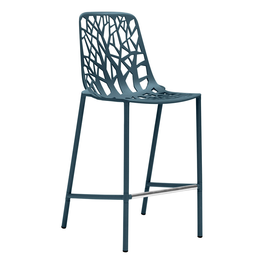 Forest High Back Counter Stool by JANUS et Cie in Blue Teal