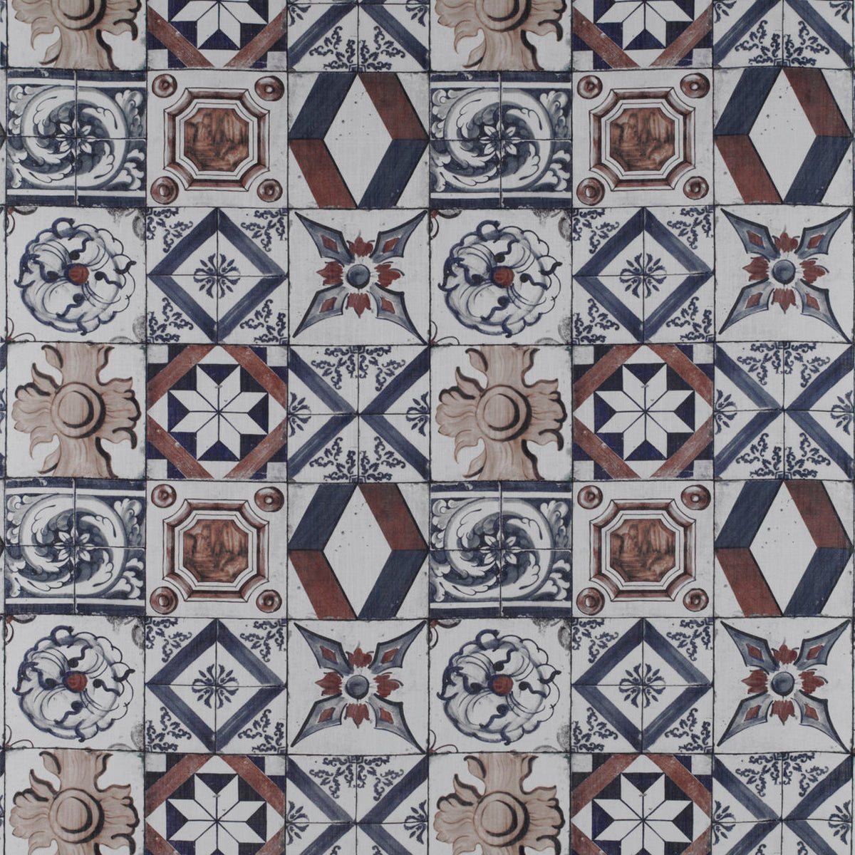 Trastevere Fabric by Gaston y Daniela in Azul/Tabaco