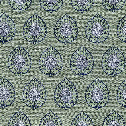 Palmeta Fabric by Gaston y Daniela in Fondo Verde