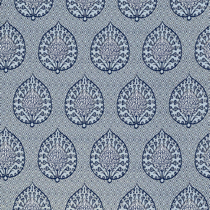 Palmeta Fabric by Gaston y Daniela in Fondo Azul