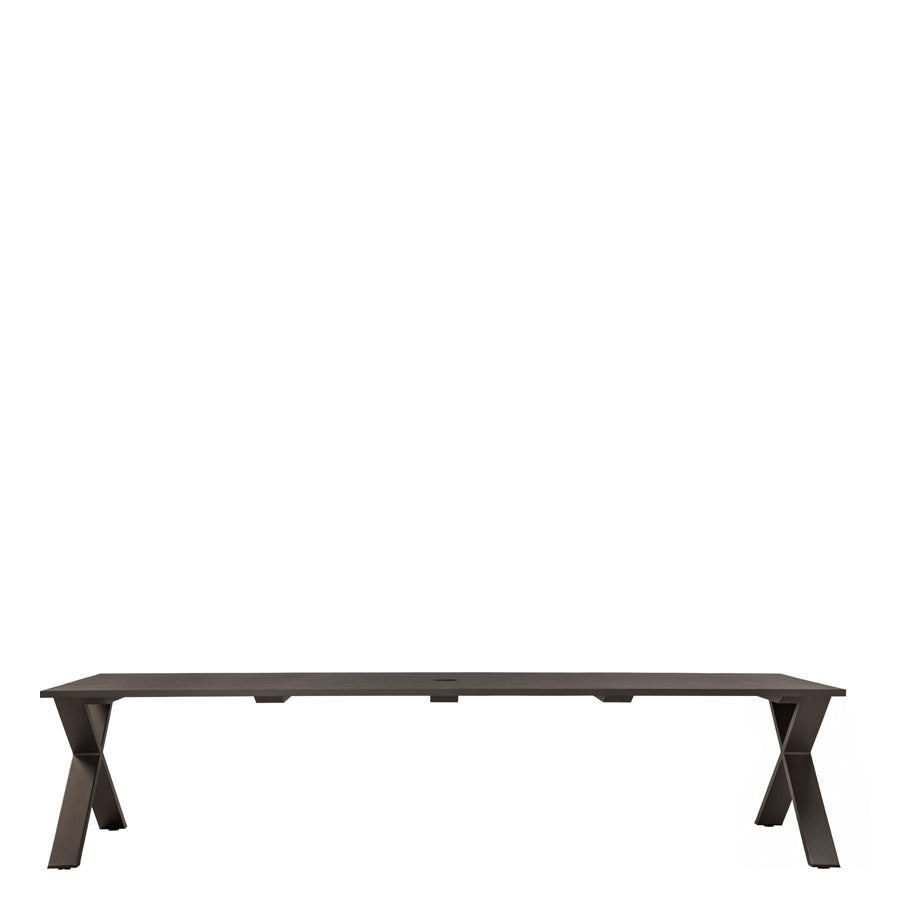 Get-Together Table 330 With Umbrella Hole by JANUS et Cie in Textured White Vermouth
