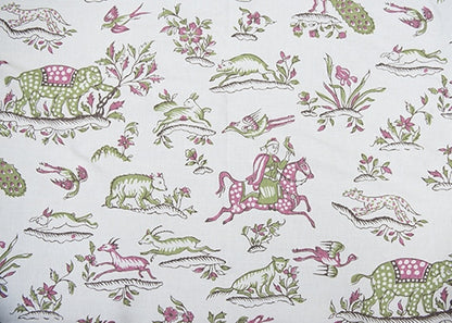 Gujarat Safari Fabric by Titley & Marr in Linden and Pink