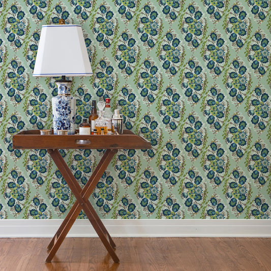 Heather Wallpaper by Ferrick Mason in Soft Jade