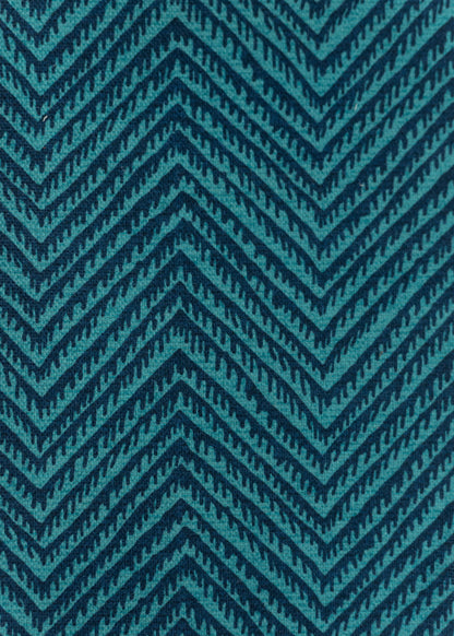 Herringbone Resist Fabric by Titley & Marr in Indigo & Turquoise