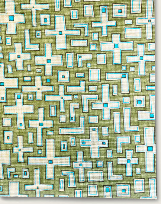 Hot Cross Mama Wallpaper by Aux Abris in Verdigris