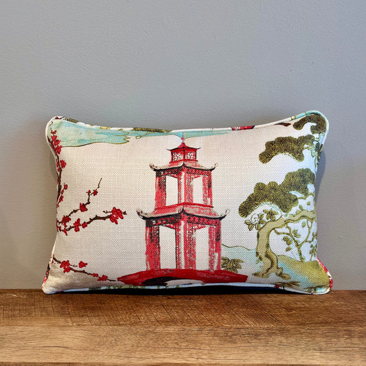 Pagoda Print Lumbar Pillow