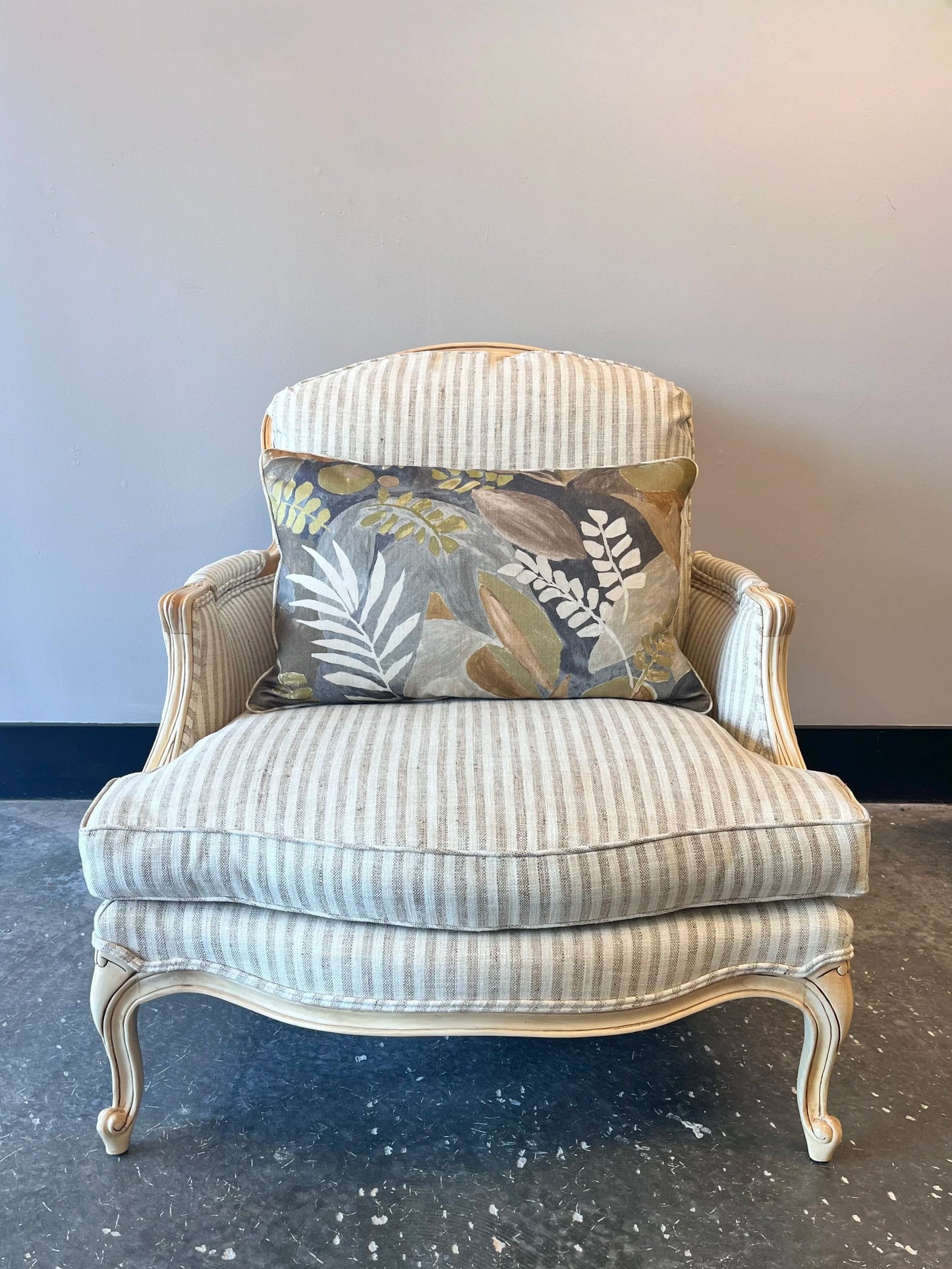 Striped Bergère Chair & Ottoman