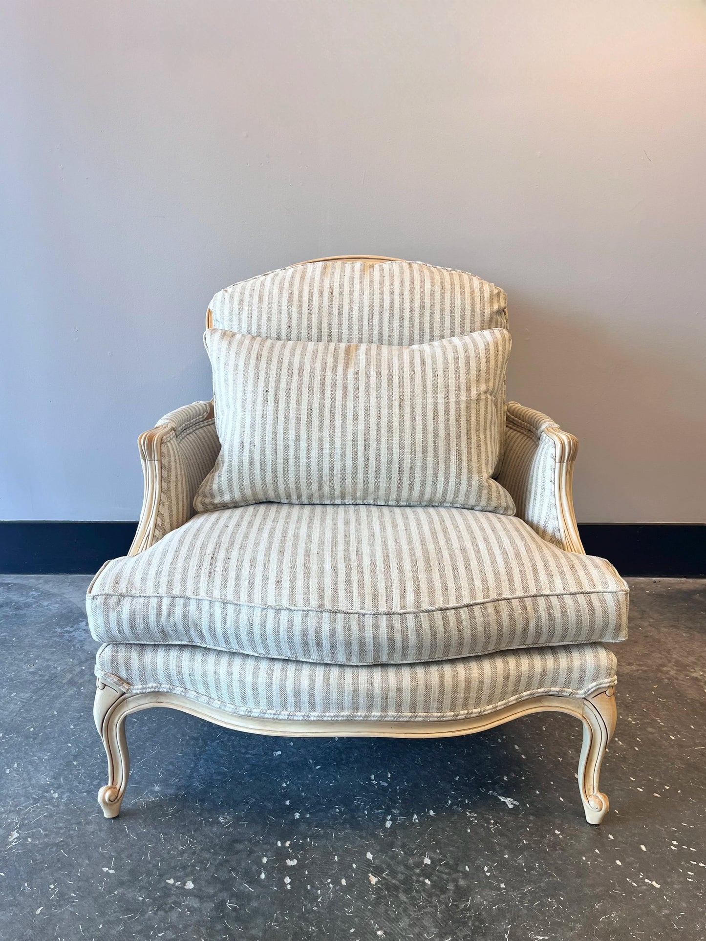 Striped Bergère Chair & Ottoman