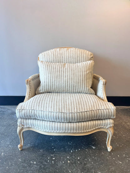 Striped Bergère Chair & Ottoman