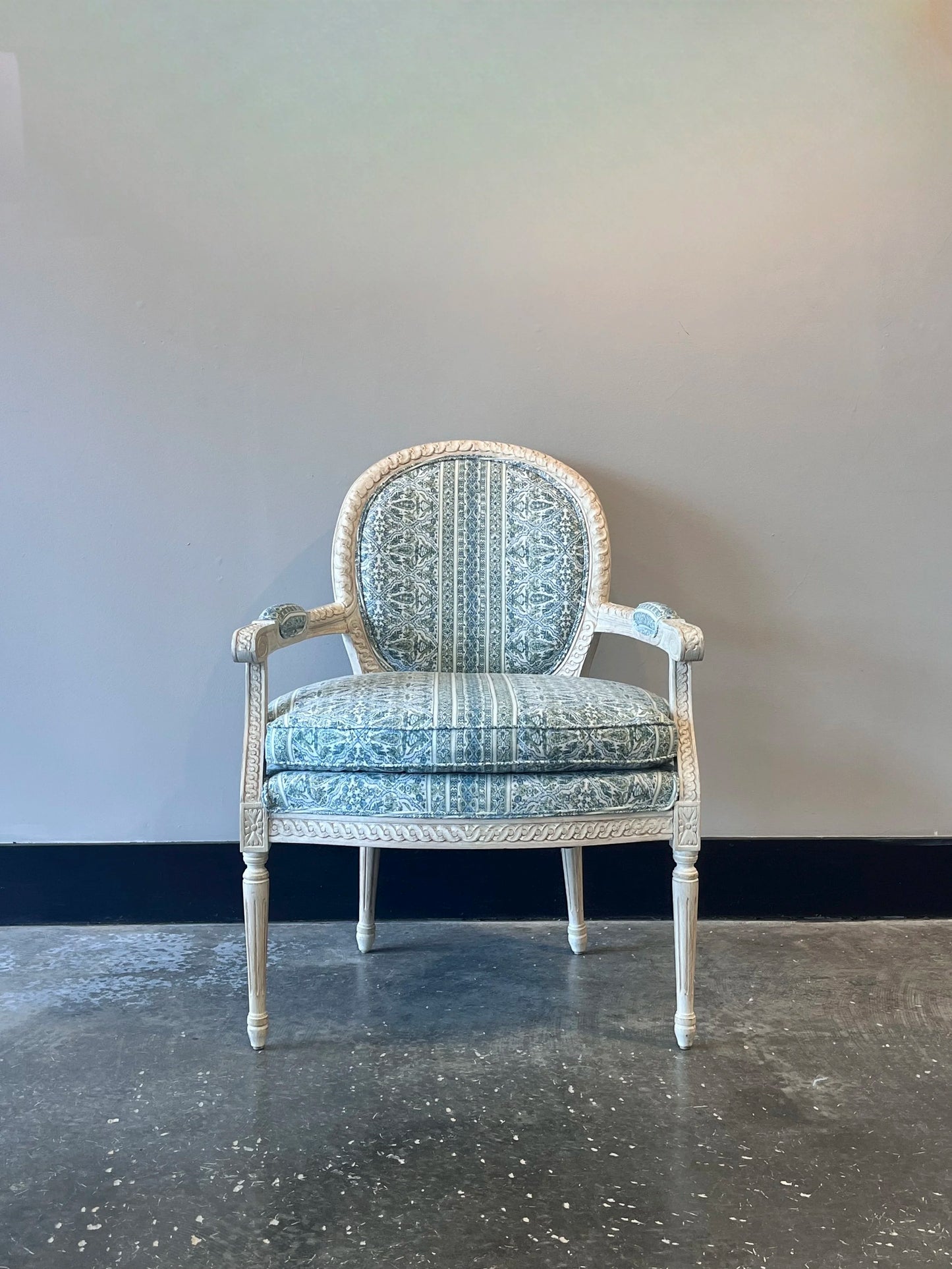 French Style Carved Fauteuil Armchair