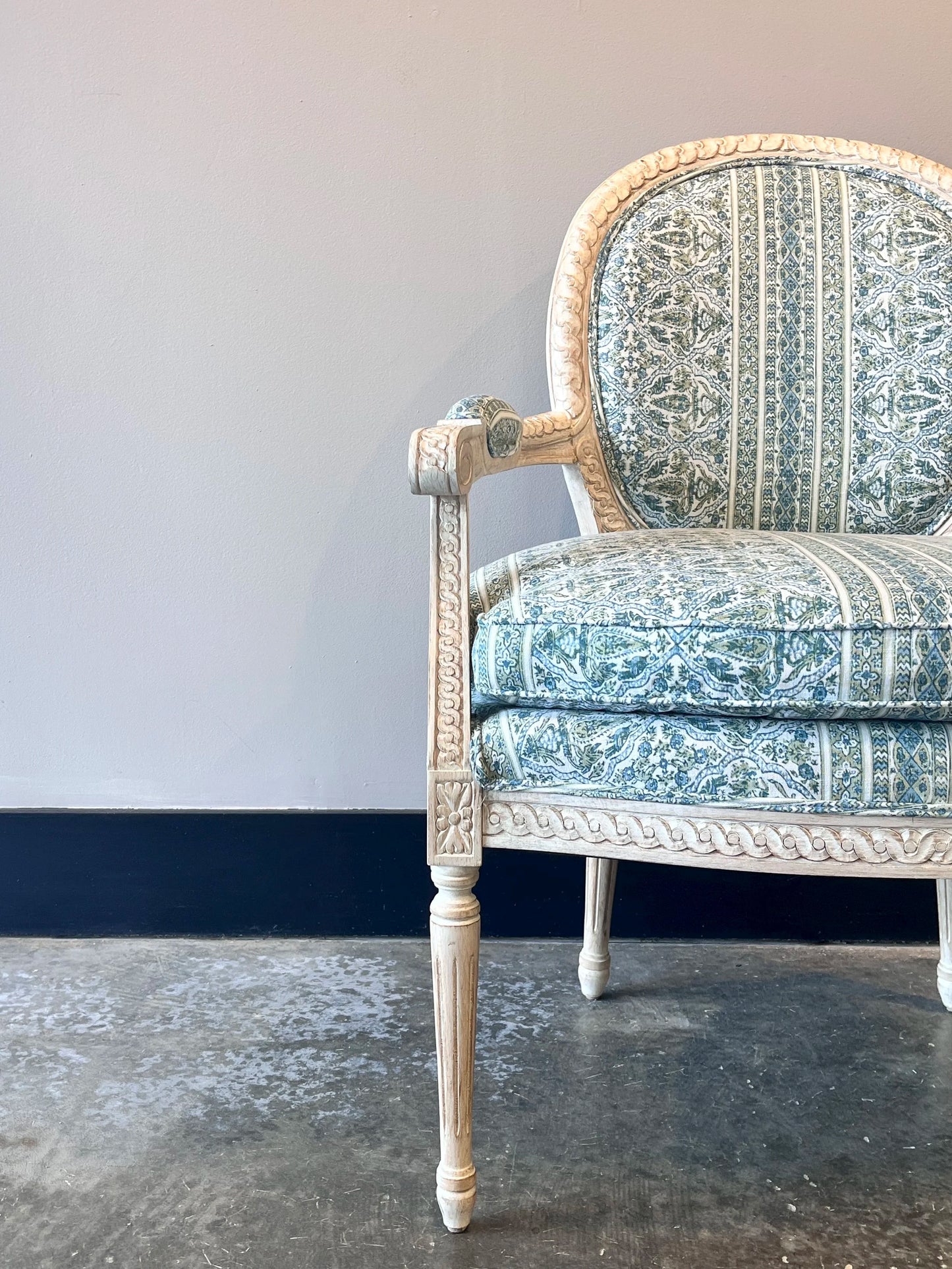 French Style Carved Fauteuil Armchair