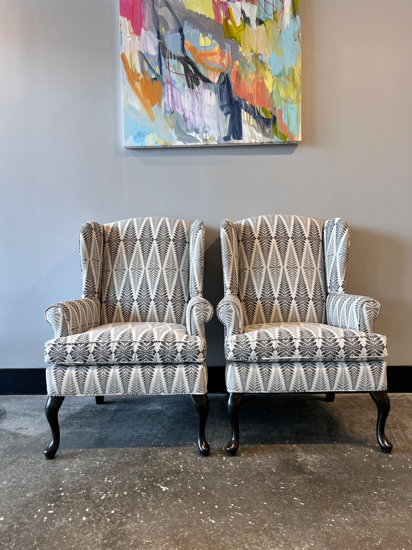 Pair of Botanical Wingback Chairs