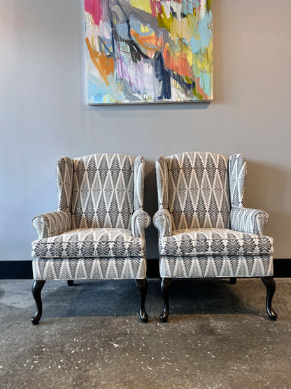 Pair of Botanical Wingback Chairs